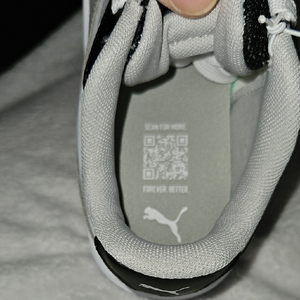 Puma Kids Black White Gray Court Sneakers Casual Sporty Low-Top Design Size 12 - Picture 7 of 10